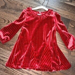 Habitual Toddler Girl Red Velvet Glitter Dress - 2T - Holiday/Special Occasion